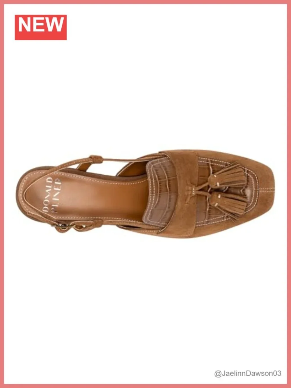 Women's Suede Slingback Tassel Loafers Low Block Heel Adjustable Buckle